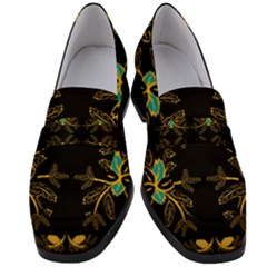 Floral Folk Damask Pattern  Women s Chunky Heel Loafers by Eskimos