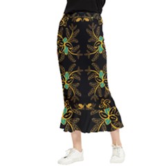 Floral Folk Damask Pattern  Maxi Fishtail Chiffon Skirt