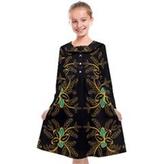 Floral Folk Damask Pattern  Kids  Midi Sailor Dress by Eskimos