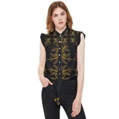 Floral Folk Damask Pattern  Frill Detail Shirt by Eskimos