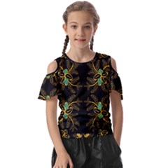 Floral Folk Damask Pattern  Kids  Butterfly Cutout Tee by Eskimos