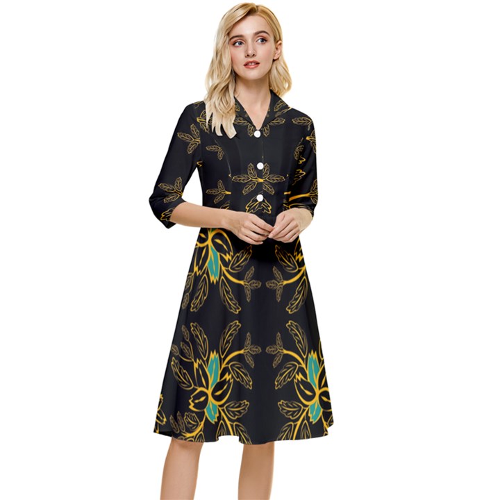 Floral folk damask pattern  Classy Knee Length Dress