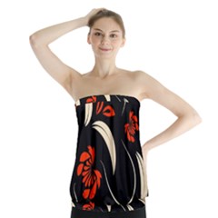 Folk Flowers Print Floral Pattern Ethnic Art Strapless Top by Eskimos