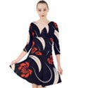 Folk flowers print Floral pattern Ethnic art Quarter Sleeve Front Wrap Dress View1