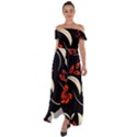 Folk flowers print Floral pattern Ethnic art Off Shoulder Open Front Chiffon Dress View1