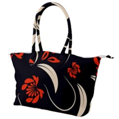 Folk Flowers Print Floral Pattern Ethnic Art Canvas Shoulder Bag by Eskimos