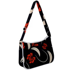 Folk Flowers Print Floral Pattern Ethnic Art Zip Up Shoulder Bag by Eskimos