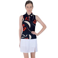 Folk Flowers Print Floral Pattern Ethnic Art Women s Sleeveless Polo Tee by Eskimos