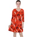 Folk flowers print Floral pattern Ethnic art Quarter Sleeve Ruffle Waist Dress View1