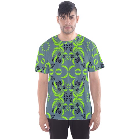 Floral Folk Damask Pattern  Men s Sport Mesh Tee by Eskimos