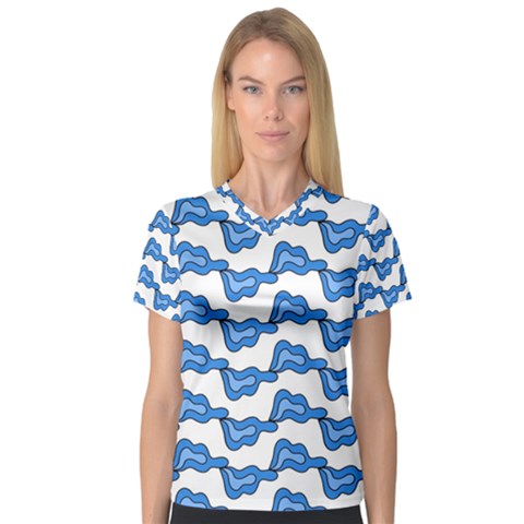 Abstract Waves V-neck Sport Mesh Tee by SychEva