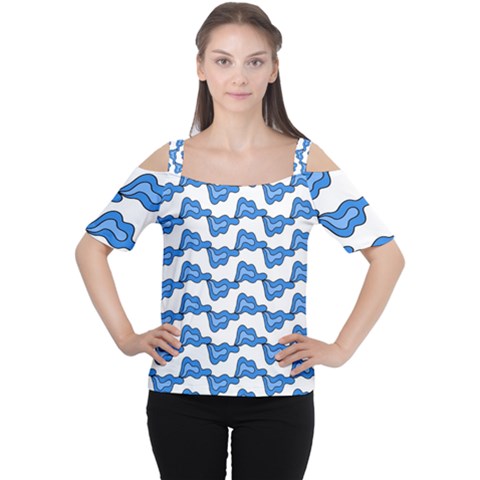 Abstract Waves Cutout Shoulder Tee by SychEva