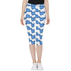 Abstract Waves Inside Out Lightweight Velour Capri Leggings 