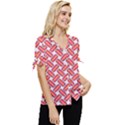 Abstract Cookies Bow Sleeve Button Up Top View3