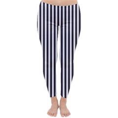 Minimalistic Black And White Stripes, Vertical Lines Pattern Classic Winter Leggings