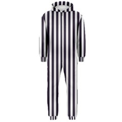 Minimalistic Black And White Stripes, Vertical Lines Pattern Hooded Jumpsuit (men)