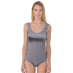 Minimalistic Black And White Stripes, Vertical Lines Pattern Princess Tank Leotard  by Casemiro