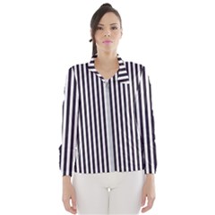 Minimalistic Black And White Stripes, Vertical Lines Pattern Women s Windbreaker