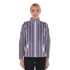 Minimalistic Black And White Stripes, Vertical Lines Pattern Women s Bomber Jacket