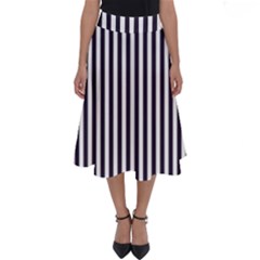 Minimalistic Black And White Stripes, Vertical Lines Pattern Perfect Length Midi Skirt by Casemiro