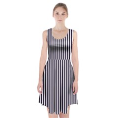 Minimalistic Black And White Stripes, Vertical Lines Pattern Racerback Midi Dress by Casemiro