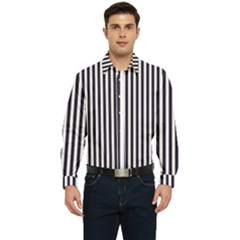 Minimalistic Black And White Stripes, Vertical Lines Pattern Men s Long Sleeve  Shirt by Casemiro