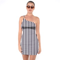 Minimalistic Black And White Stripes, Vertical Lines Pattern One Soulder Bodycon Dress by Casemiro