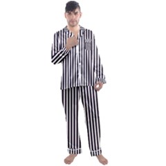 Minimalistic Black And White Stripes, Vertical Lines Pattern Men s Long Sleeve Satin Pajamas Set by Casemiro