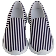 Minimalistic Black And White Stripes, Vertical Lines Pattern Kids Lightweight Slip Ons by Casemiro