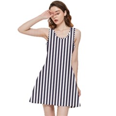 Minimalistic Black And White Stripes, Vertical Lines Pattern Inside Out Racerback Dress