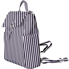 Minimalistic Black And White Stripes, Vertical Lines Pattern Buckle Everyday Backpack by Casemiro