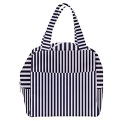 Minimalistic Black And White Stripes, Vertical Lines Pattern Boxy Hand Bag by Casemiro