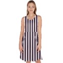 Minimalistic black and white stripes, vertical lines pattern Knee Length Skater Dress With Pockets View1