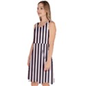 Minimalistic black and white stripes, vertical lines pattern Knee Length Skater Dress With Pockets View2