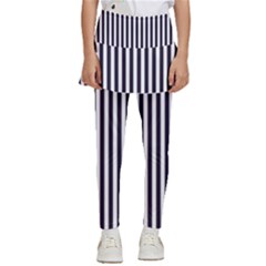 Minimalistic Black And White Stripes, Vertical Lines Pattern Kids  Skirted Pants by Casemiro