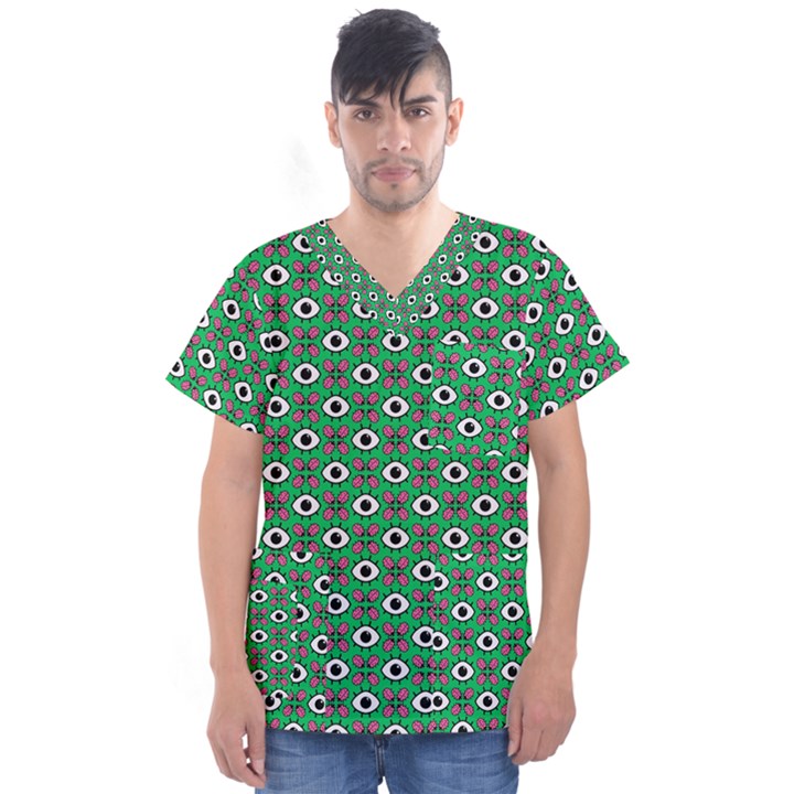 Beetle Eyes Men s V-Neck Scrub Top