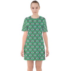 Beetle Eyes Sixties Short Sleeve Mini Dress by SychEva