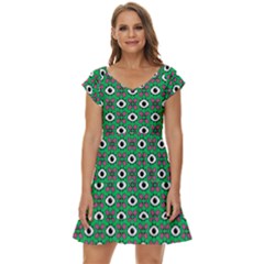 Beetle Eyes Short Sleeve Tiered Mini Dress