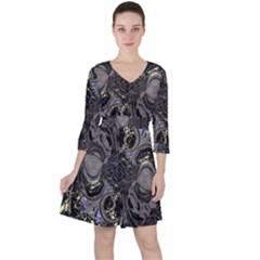 The Pollinator Quarter Sleeve Ruffle Waist Dress by MRNStudios