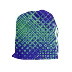 Blue Green Tiling  Drawstring Pouch (xl)