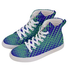 Blue Green Tiling  Women s Hi-top Skate Sneakers by lujastyles