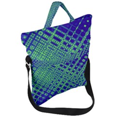 Blue Green Tiling  Fold Over Handle Tote Bag by lujastyles