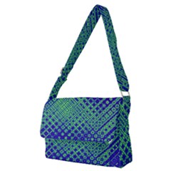 Blue Green Tiling  Full Print Messenger Bag (m) by lujastyles