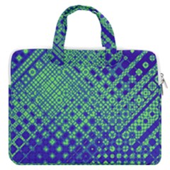 Blue Green Tiling  Macbook Pro Double Pocket Laptop Bag by lujastyles