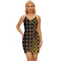 Gold and Black Geometric Wrap Tie Front Dress View1