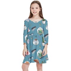 Fashionable Office Supplies Kids  Quarter Sleeve Skater Dress by SychEva