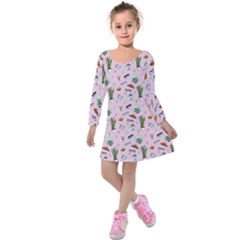 Office Time Kids  Long Sleeve Velvet Dress