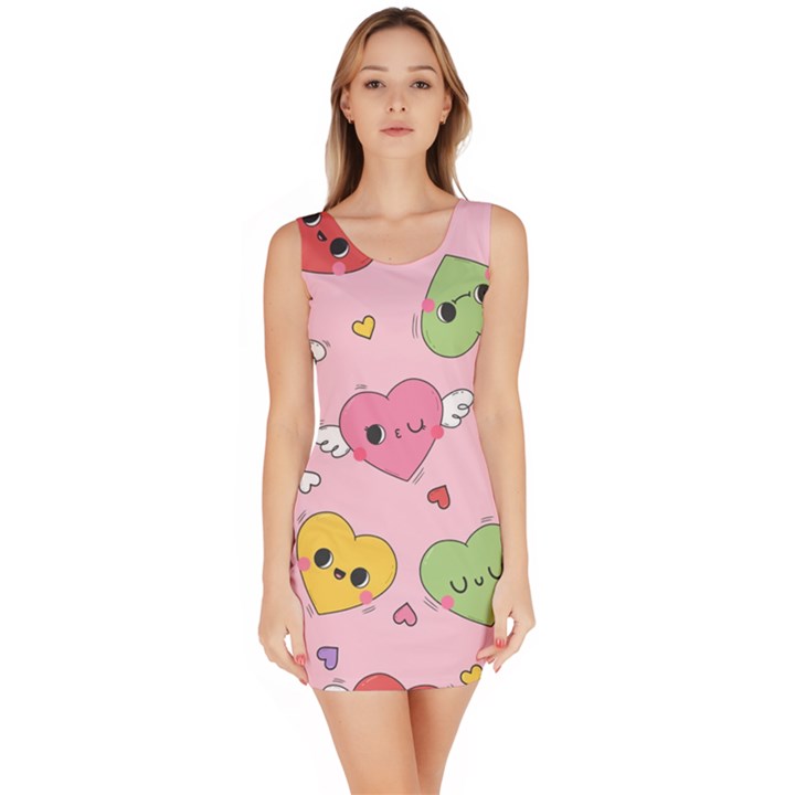 Kawaii Hearts Pattern Bodycon Dress