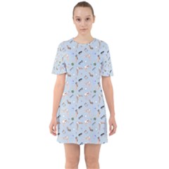 Office Sixties Short Sleeve Mini Dress by SychEva