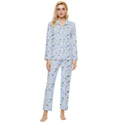 Office Womens  Long Sleeve Velvet Pocket Pajamas Set